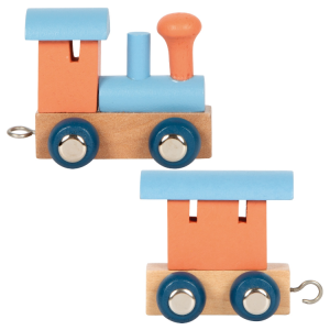 Lettertrein Polar- Locomotief en Eindwagon - Licht Blauw